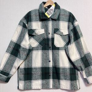 HFX Ladies' Shirt Jacket Green Pockets Size SMALL NWT